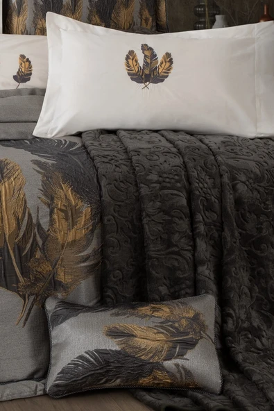 Sevim 11 Parça Battaniyeli Çeyiz Seti - Tafta Yatak Örtüsü & Nevresimli Çeyiz Takımı-Peludo - 8