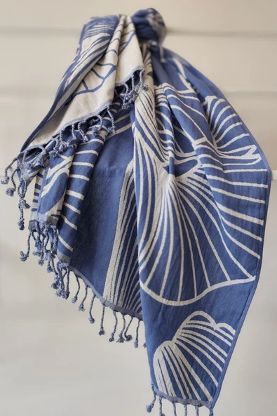 Sevim Jakarlı Müslin Plaj Havlusu - %100 Pamuk Peştemal -Yumuşak Ve Emici - 90x170 Cm