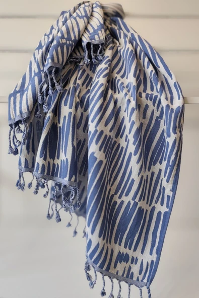 Sevim %100 Pamuk Çift Kat Müslin Peştemal - Jakarlı Plaj Havlusu- 90x170 Cm - 9