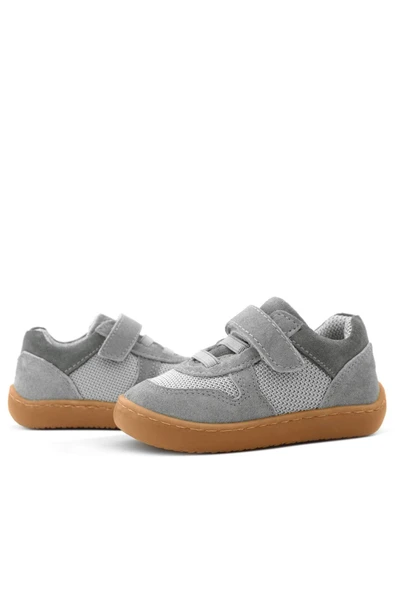 Rakerplus Bob Hakiki Deri Gri Barefoot Cırtlı Lastikli Bebek Sneaker Ayakkabı - 8