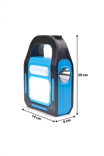 HB-9707A-1 3 Kademeli USB Çıkışlı Şarjlı Mavi Solar Lamba - 7