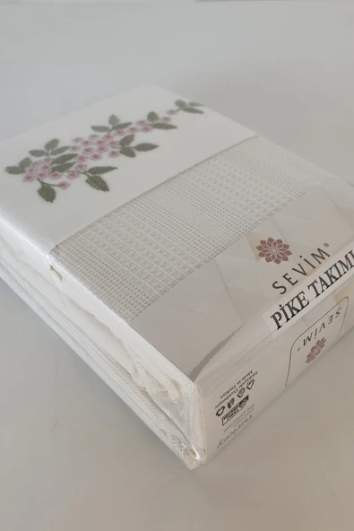 Sevim Tek Kişilik 3 Parça Nakışlı Waffle Dokuma Pike Takımı Legacy - 3