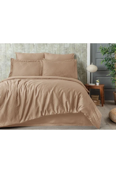 Sevim Tivoli Jakarlı %100 Pamuk Saten Çift Kişilik Nevresim Takımı-Diamond-8 Farklı Renk Seçeneğii - 3