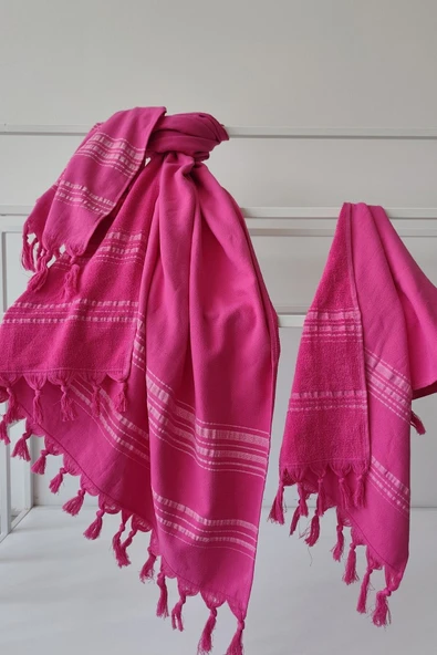 Sevim %100 Pamuk Peştemal Baş Havlusu Takımı-Hafif Plaj Havluları - 7