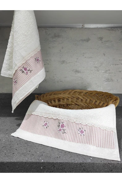 Sevim %100 Pamuk & Nakışlı Mutfak Havlu Takımı - 2'li Dantelli Havlu Seti - 40x60 Cm - Resim 9