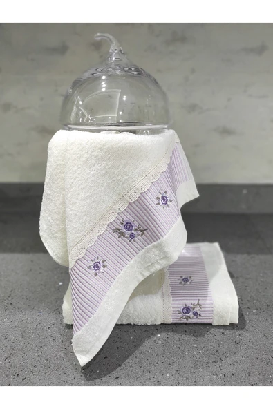 Sevim %100 Pamuk & Nakışlı Mutfak Havlu Takımı - 2'li Dantelli Havlu Seti - 40x60 Cm - Resim 2