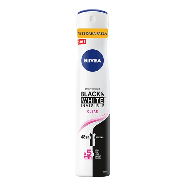 Nivea Black And White Invisible Clear Woman Deodorant 200 ml ürün görseli