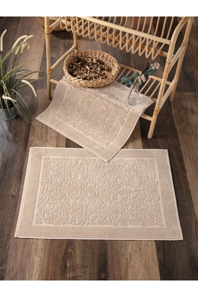 Sevim 2'li Ayak Havlusu - Yüksek Su Emici & Yumuşak & Damask Desen - %100 Pamuk - 50x70cm - Resim 7