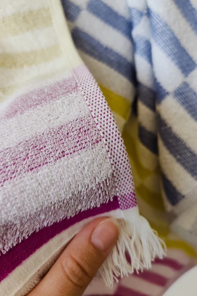 Sevim %100 Pamuk Saçaklı Çok Renkli Peştemal ve Peşkir Takımı-Plaj Havlusu-Şezlong Örtüsü - 5