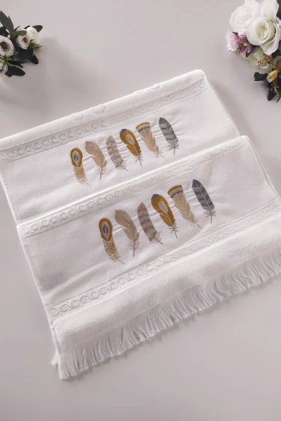 Sevim 2'li Nakışlı Kadife El Havlusu -Jakarlı Havlu Seti - %100 Pamuk - Resim 8