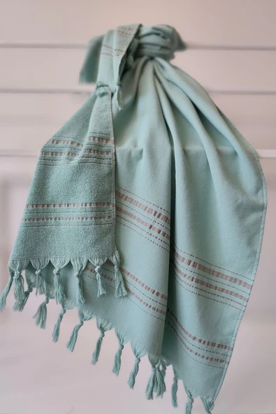 Sevim Çizgili Havlu Peştemal 90x170cm - Yumuşak Plaj Havlusu- %100 Pamuk - 10