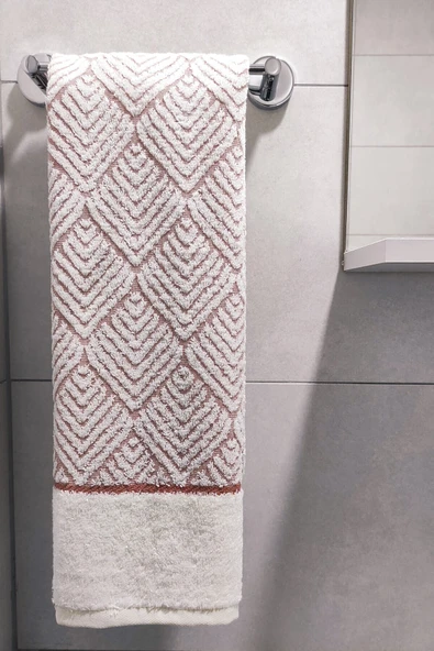 Sevim Geometrik Desenli Zemini Renkli Bambu El Havlusu - 50x90 cm - 2