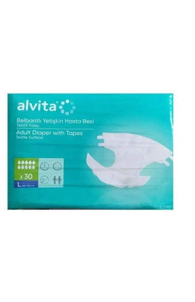 Alvita Tekstil Yüzeyli Belbantlı Hasta Bezi Large 30'lu - 1