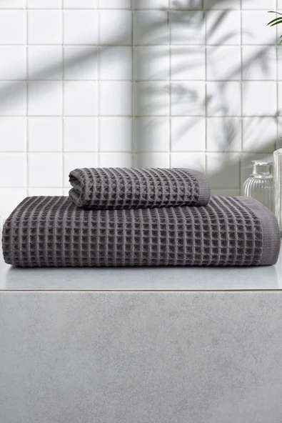 Sevim 2'li Waffle Banyo Havlu Seti- Ekstra Yumuşak Ve Petekli Doku - %100 Pamuk & Yüksek Su Emici
