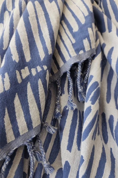 Sevim %100 Pamuk Çift Kat Müslin Peştemal - Jakarlı Plaj Havlusu- 90x170 Cm - 11