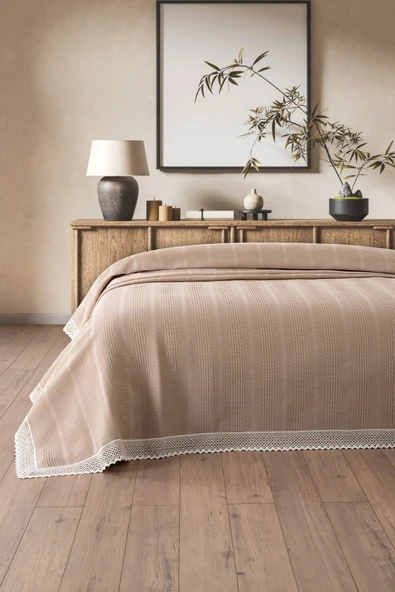 Sevim Dantelli Tek Kişilik Waffle Pike- %100 Pamuk Petekli Pike-160x230 cm - 6