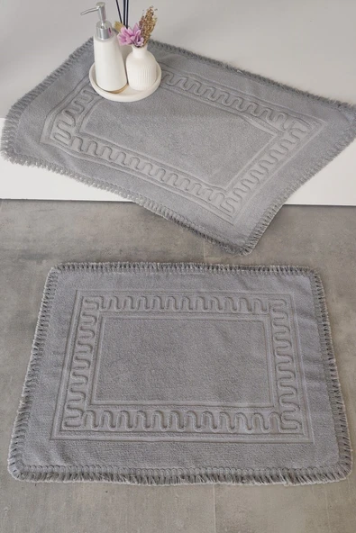Sevim 2'li Püsküllü Ayak Havlusu Takımı-50 x 70 cm-%100 Pamuk Paspas - 1