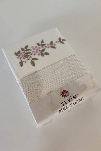 Sevim Çift Kişilik 4 Parça Pike Takımı Çeyizlik, Full Takım Seti Legacy - Resim 12