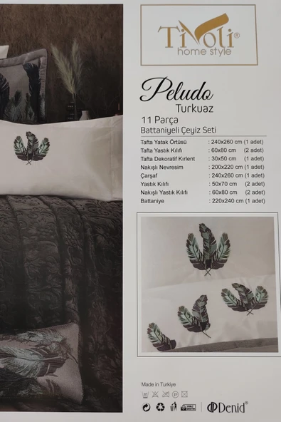Sevim 11 Parça Battaniyeli Çeyiz Seti - Tafta Yatak Örtüsü & Nevresimli Çeyiz Takımı-Peludo - 6