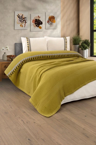 Sevim Çift Kişilik 4 Parça Püsküllü Havuz Pike Takımı-Tiffany