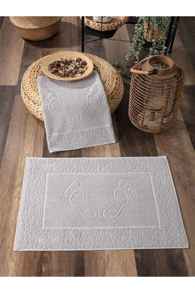 Sevim 2'li Ayak Havlusu Seti - %100 Pamuk Ayak İzli Havlu Takımı - Yumuşak & Kalın - 50x70cm - 7