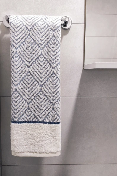 Sevim Geometrik Desenli Zemini Renkli Bambu El Havlusu - 50x90 cm - 6