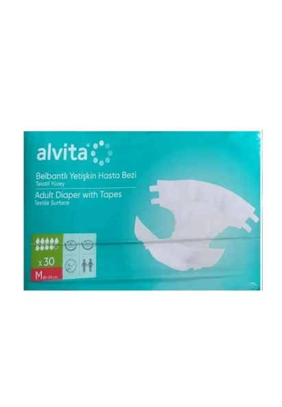 Alvita Tekstil Yüzeyli Belbantlı Hasta Bezi Medium 30'lu - 1