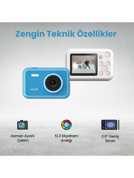 SJCAM FunCam Çocuk Kamerası Mavi - Çocuklar için Fotoğraf Makinesi 1080p 12MP - Resim 5