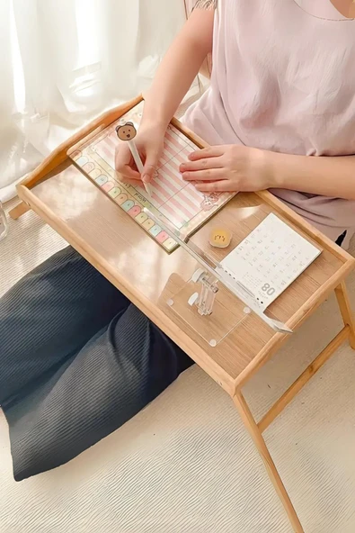 Katlanabilir Bambu Keyif Tepsisi - Resim 2