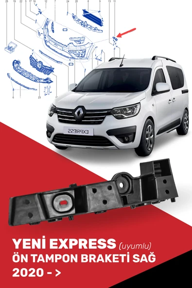 Yeni Express Uyumlu Ön Tampon Ayak Braketi Sağ (2020- ), 622224650r ürün görseli