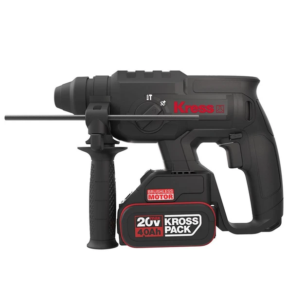 Kress KU390.4 20Volt 4.0Ah. 2.0J Li-ion Çift Akülü Şarjlı Kömürsüz Profesyonel SDS-Plus Pnömatik Kırıcı/Delici - Resim 2