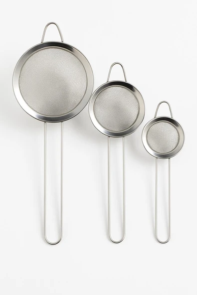3'lü Paslanmaz Çelik Süzgeç Seti - Resim 3