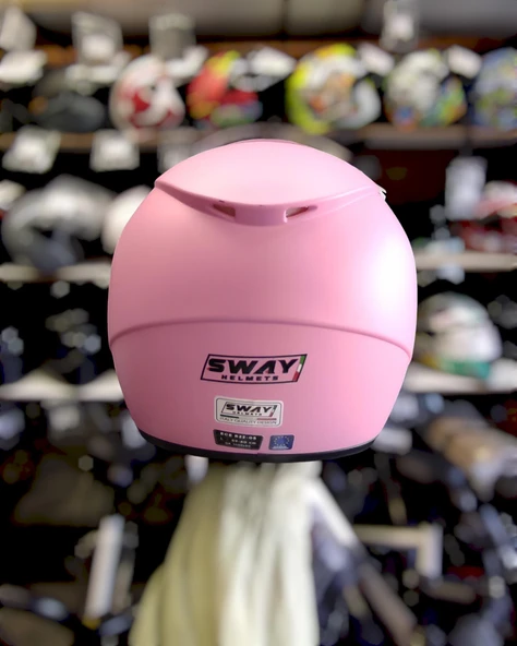 Sway Xbyc 633 Solid Şeffaf Vizörlü Yarım Motosiklet Scooter Kaskı Small Beden Pembe - 6