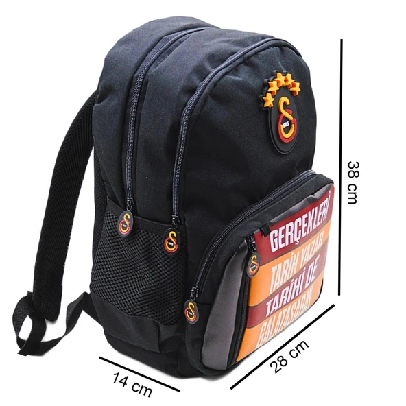 Galatasaray 4 Bölmeli 5 Yıldızlı Gerçekleri Tarih Yazar Suni Deri Yüzey Okul Çantası + Beslenme Çantası + Kalemlik - Resim 3