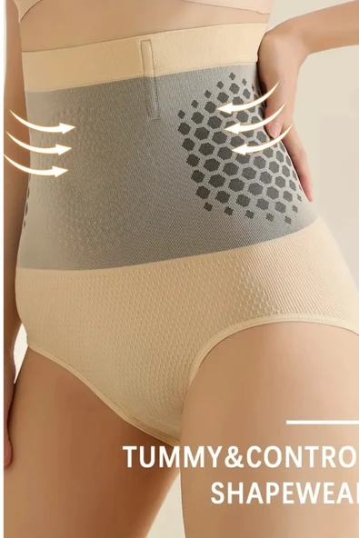 Kadın Yüksek Bel Şekillendirici Karın Kontrol Şortu – Geometrik Desenli, Kalça Kaldırma & Duruş Düzeltici - Resim 3