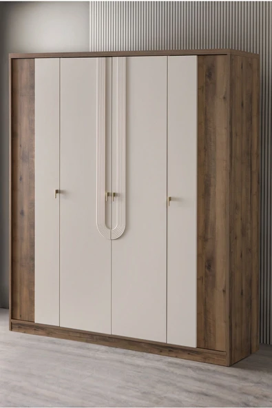 Megan Oda Takımı - 4 Kapaklı Dolap, Çalışma Masası, Şifonyer, Kitaplık, Komodin - Resim 2