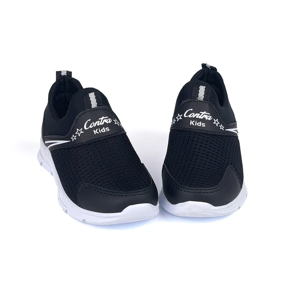 Çocuk Unisex Siyah Beyaz Bağcıksız Slip-On Rahat Kalıp Günlük Sneaker Spor Ayakkabı - 2