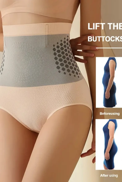 Kadın Yüksek Bel Şekillendirici Karın Kontrol Şortu – Geometrik Desenli, Kalça Kaldırma & Duruş Düzeltici - Resim 2