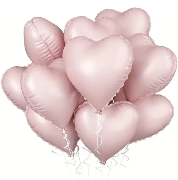 5 Adet 18 inç 45 Cm Retro Kalp Folyo Balon Soft Pembe