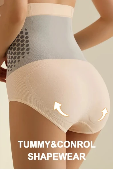 Kadın Yüksek Bel Şekillendirici Karın Kontrol Şortu – Geometrik Desenli, Kalça Kaldırma & Duruş Düzeltici - Resim 4