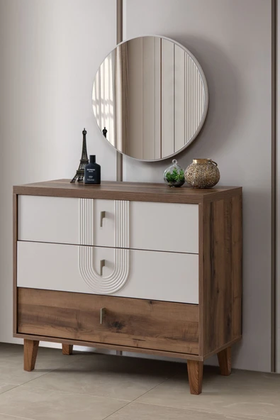 Megan Oda Takımı - 4 Kapaklı Dolap, Çalışma Masası, Şifonyer, Kitaplık, Komodin - Resim 4