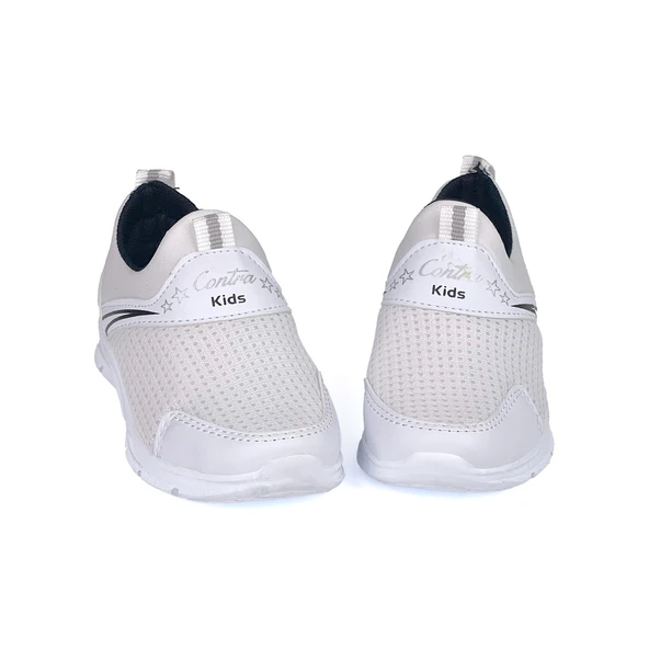 Çocuk Unisex Beyaz Siyah Bağcıksız Slip-On Rahat Kalıp Günlük Sneaker Spor Ayakkabı - 2