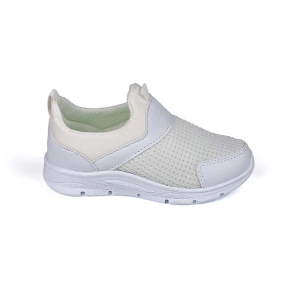 Çocuk Unisex Beyaz Bağcıksız Slip-On Rahat Kalıp Günlük Sneaker Spor Ayakkabı - 4