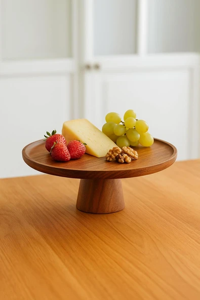 Akasya Ayaklı Sunumluk & Sunum Tabağı & Sunum Servisi 30x30x10 cm - Resim 3