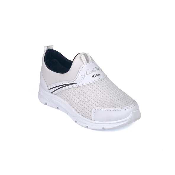 Çocuk Unisex Beyaz Siyah Bağcıksız Slip-On Rahat Kalıp Günlük Sneaker Spor Ayakkabı - 3