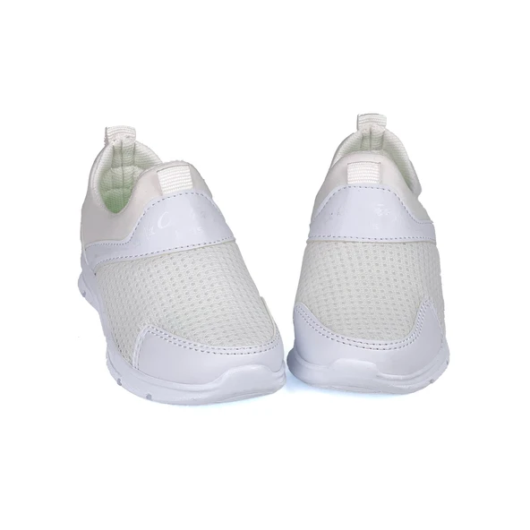 Çocuk Unisex Beyaz Bağcıksız Slip-On Rahat Kalıp Günlük Sneaker Spor Ayakkabı - 2