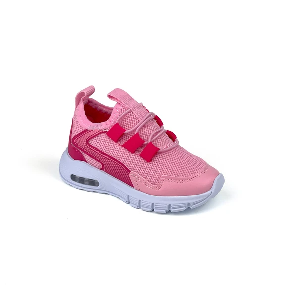 Kız Bebe Çocuk Fuşya Işıklı Bağcıksız Rahat Kalıp Sneaker Spor Ayakkabı - Resim 3