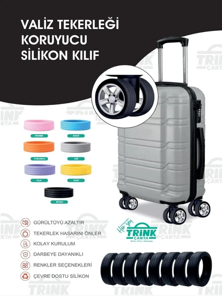 Silikon Bavul Valiz Tekerlek Koruyucu 8 Adet ( Siyah ) Tek Ebat - 5