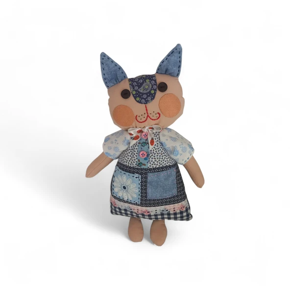 Kedi Hanım Patchwork Bez Bebek - Resim 2