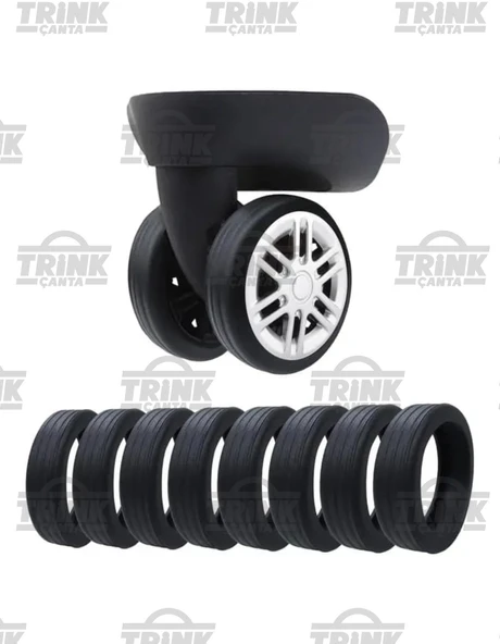 Silikon Bavul Valiz Tekerlek Koruyucu 8 Adet ( Siyah ) Tek Ebat